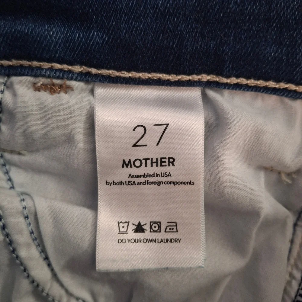 Mother The Hustler Ankle Fray Jeans Size 27 in Home Movies Wash Blue Flare
